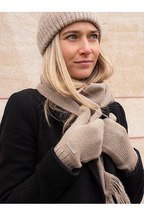 Handgebreide wollen alpaca handschoenen met een houten detail Accessoires Handschoenen & wanten Winterhandschoenen 